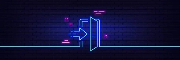 Neon Light Glow Effect Entrance Line Icon Entry Door Sign — Wektor stockowy