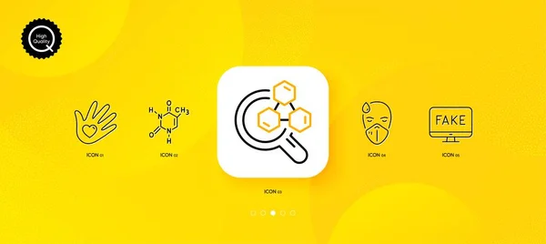 Falešné Zprávy Chemická Laboratoř Chemický Vzorec Minimální Čáry Ikony Žluté — Stockový vektor