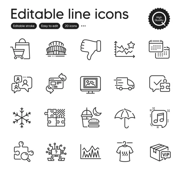 Set Business Outline Icons Contains Icons Musical Note Support Chat — Stock Vector