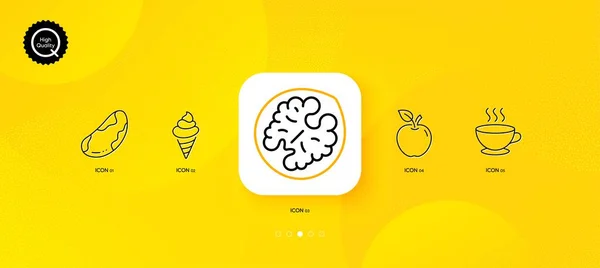 Ice Cream Brazil Nut Walnut Minimal Line Icons Yellow Abstract — Stock Vector