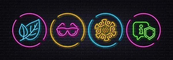 Listové Koronavirové Oční Brýle Minimální Čárové Ikony Neonový Laser Světla — Stockový vektor