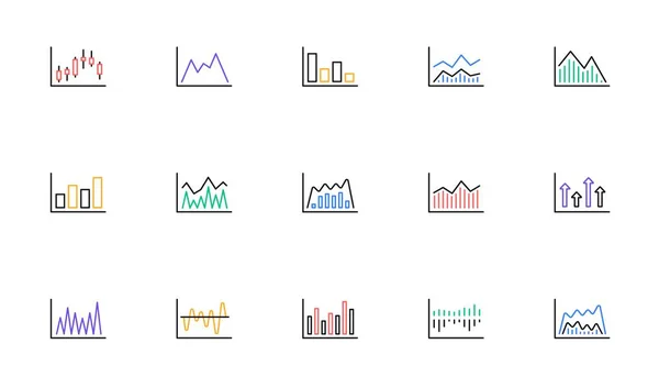 Grafy Grafy Čarují Ikony Svícen Graf Infochart Report Diagram Lineární — Stockový vektor