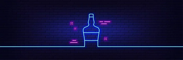 Neon Light Glow Effect Scotch Bottle Line Icon Brandy Alcohol — Stock Vector