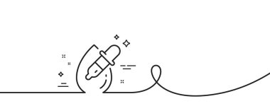 Göz damlası çizgisi simgesi. Kıvrımlı tek bir çizgi. Gözcü kliniği tabelası. Optometri görme sembolü. Göz tek taslak şeridi düşürür. Döngü eğrisi modeli. Vektör