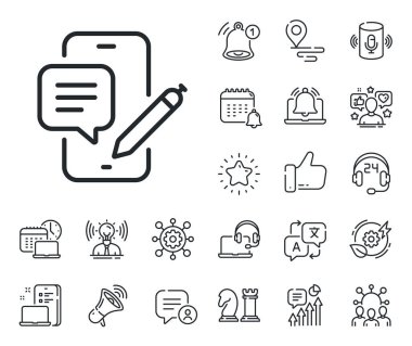 Akıllı telefon uygulaması işareti. Konum, teknoloji ve akıllı hoparlörler ikonları yerleştirin. Telefon sohbet hattı simgesi. Cep telefonu mobil cihaz sembolü. Telefon hattı tabelası. Etkileyici, marka büyükelçisi ikonu. Vektör