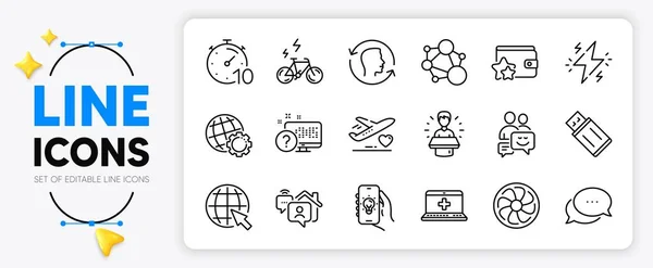 Face Brand Ambassador Bike Line Icons Set App Include Online — Stock Vector