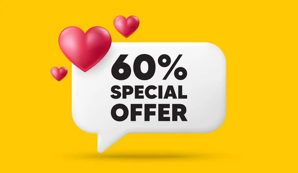 Percent Discount Offer Tag Speech Bubble Banner Hearts Sale Price — Stock Vector