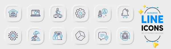 Teamwork Chat Bubble Und Technologie Line Icons Für Web App — Stockvektor