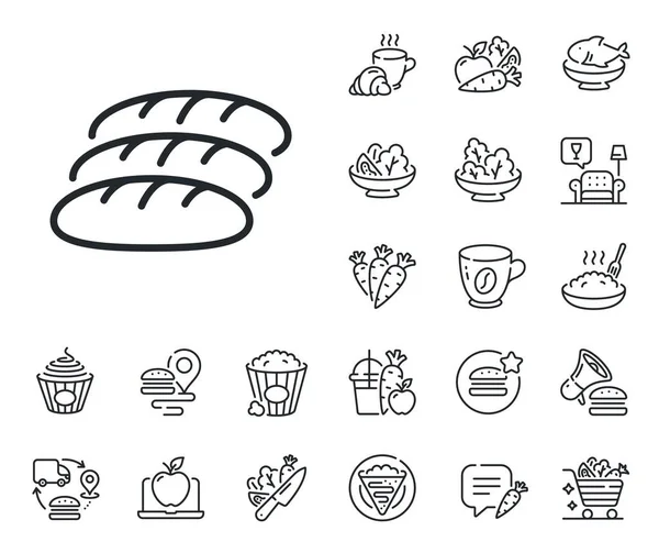 Bakery Food Sign Crepe Sweet Popcorn Salad Outline Icons Bread — Stock Vector