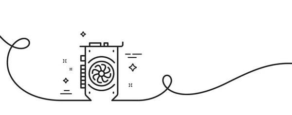 Gpu Grafikkarte Zeilensymbol Kontinuierlich Eine Linie Mit Locke Hardwarezeichen Für — Stockvektor