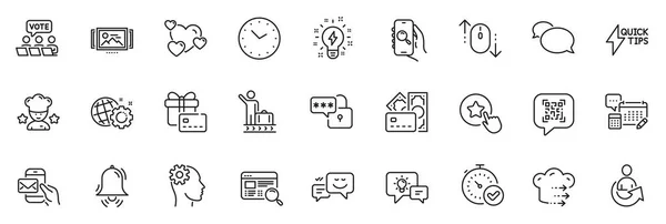 Icons Pack Time Account Messenger Line Icons App Include Best — Stockvektor