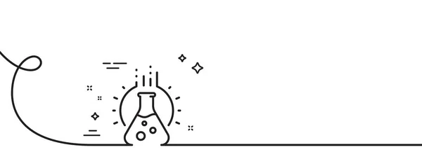 化学实验室的图标 连续一行与卷曲 实验室的烧瓶标志 分析符号 化学实验室单轮廓带 循环曲线模式 — 图库矢量图片