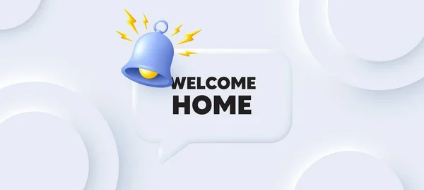 Bienvenue Maison Arrière Plan Neutre Avec Bulle Vocale Chat Offre — Image vectorielle