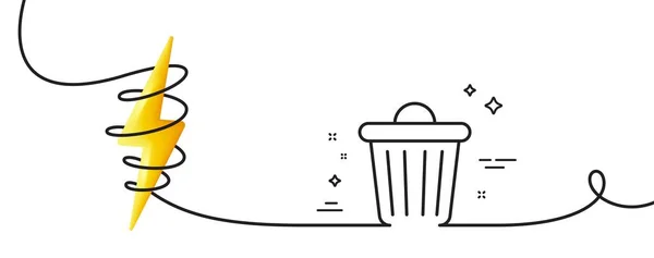 Ícone Linha Lixo Contínua Uma Linha Com Ondulação Lixo Sinal — Vetor de Stock