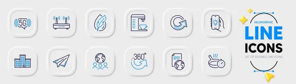 Wifi Hypoallergenic Tested Company Line Icons Web App 包装纸飞机 全球业务 — 图库矢量图片