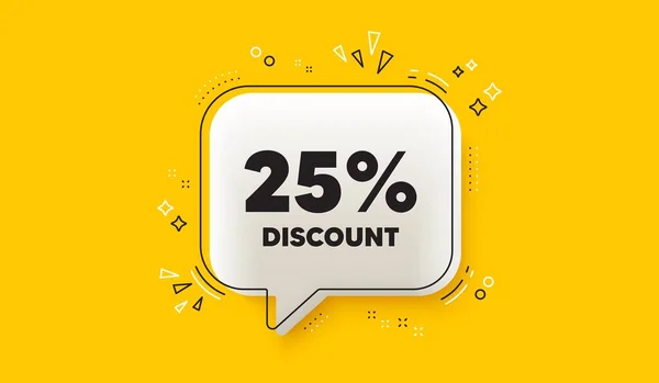 Prozent Rabatt Sprechblase Gelbes Banner Verkaufsangebot Preisschild Sonderangebotssymbol Discount Chat — Stockvektor