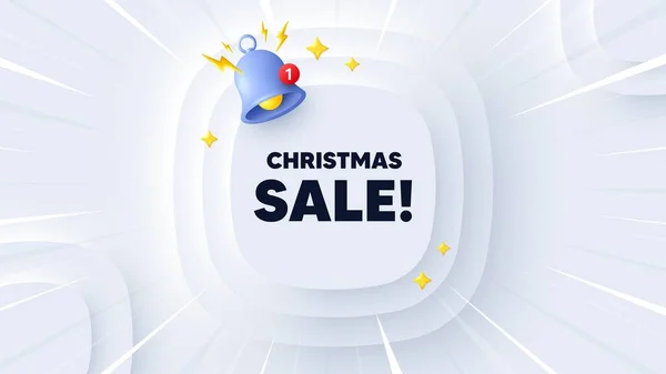 Christmas Sale Tag Neumorphic Banner Sunburst Special Offer Price Sign — Stock Vector