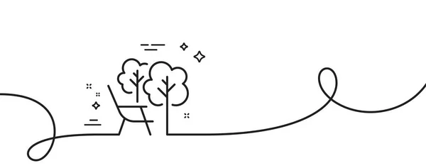 桌椅线图标 连续一行与卷曲 椅子家具签名 安乐椅的象征 甲板椅单一轮廓带 循环曲线模式 — 图库矢量图片