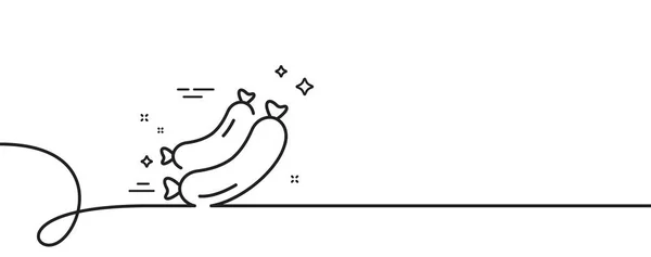 Значок Лінії Ковбаси Безперервна Одна Лінія Завитком Знак Їжі Барбекю — стоковий вектор