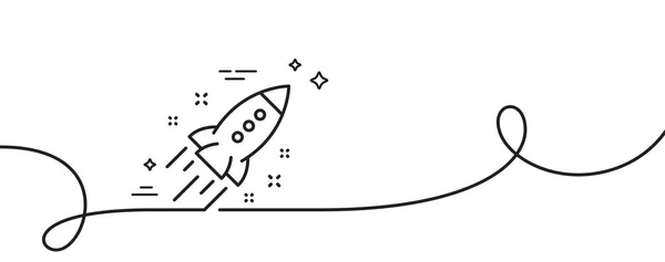 启动火箭线图标 连续一行与卷曲 发射计划标志 创新的象征启动火箭单轮廓带 循环曲线模式 — 图库矢量图片