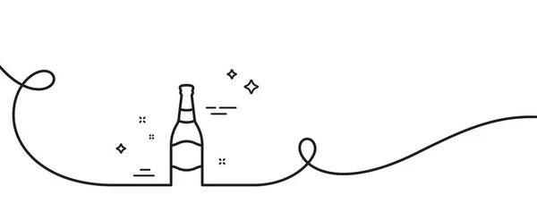 Bira Şişesi Çizgisi Simgesi Kıvrımlı Tek Bir Çizgi Bar Craft — Stok Vektör