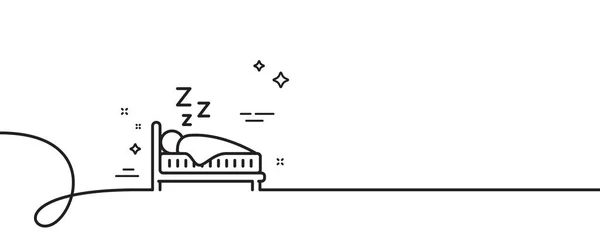 睡眠线图标 连续一行与卷曲 夜间休息床的标志 人类就寝时间的象征 睡一个轮廓带 循环曲线模式 — 图库矢量图片