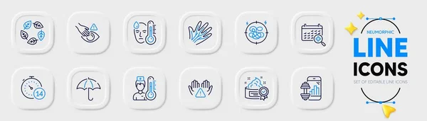 Dont Touch Quarantine Thermometer Line Icons Web App Pack Stress — Stock Vector