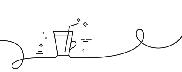 Иконка Линии Чашки Кофе Непрерывная Одна Линия Кудряшками Горячий Латте — стоковый вектор