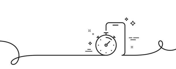 Timer App Line Ikon Kontinuerlig Linje Med Curl Tidstecken För — Stock vektor