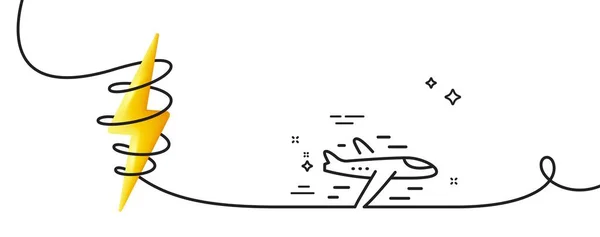 Ikona Linii Lotniczych Ciągła Linia Lokami Znak Transportowy Samolotu Symbol — Wektor stockowy