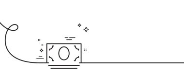 Nakit para çizgisi ikonu. Kıvrımlı tek bir çizgi. Bankacılık işareti. ATM servis sembolü. Nakit para tek taslak şerit. Döngü eğrisi modeli. Vektör