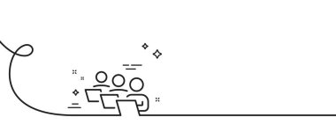Takım çalışması simgesi. Kıvrımlı tek bir çizgi. Uzaktan ofis işareti. Takım çalışanları sembolü. Takım çalışması tek ana hatlı kurdele. Döngü eğrisi modeli. Vektör