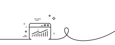 Web sitesi trafik çizgisi simgesi. Kıvrımlı tek bir çizgi. Rapor çizelgesi ya da satış büyüme işareti. Analiz ve İstatistik veri sembolü. Web sitesi istatistikleri tek hatlı kurdele. Döngü eğrisi modeli. Vektör