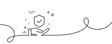 Sigorta el çizgisi simgesi. Kıvrımlı tek bir çizgi. Risk sigortası işareti. Poliçe sahibi koruma sembolü. Sigortacı el çizgisi şeridi. Döngü eğrisi modeli. Vektör