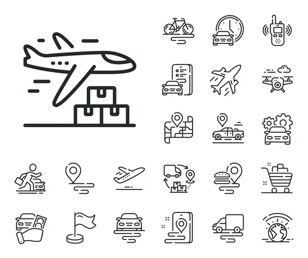 Logistic Service Sign Plane Supply Chain Place Location Outline Icons — Stock Vector