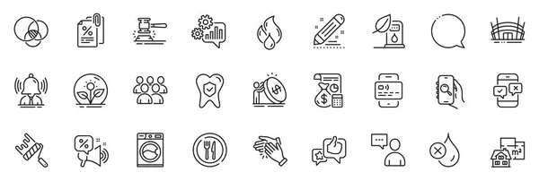 Icons Pack Als Steuerunterlagen Paint Roller Und Telefon Umfrage Zeilensymbole — Stockvektor