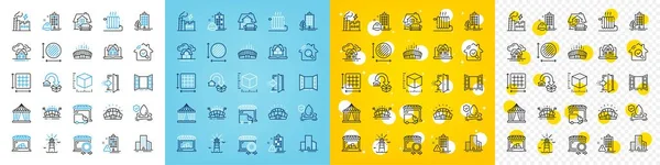 Conjunto Iconos Vectoriales Lighthouse Moving Service Radiator Line Icons Pack — Vector de stock