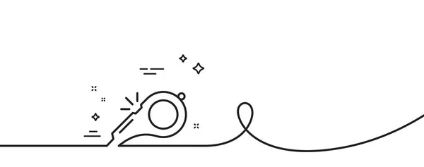 Whistle线图标 连续一行与卷曲 开球标志 替换工具的符号 吹奏单一轮廓丝带 循环曲线模式 — 图库矢量图片