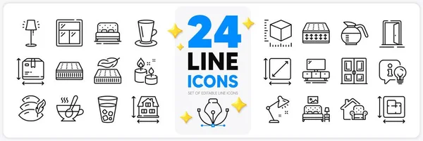 Icons Set Table Lamp Furniture Moving Bed Line Icons Pack — Stock Vector