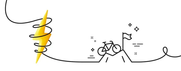 Ícone Linha Bicicleta Montanha Contínua Uma Linha Com Ondulação Sinal —  Vetores de Stock