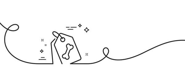 ペットのタグラインアイコン カール付きの連続1行 犬の骨のサイン ペットフードのシンボル ペットタグシングルアウトラインリボン ループカーブパターン ベクトル — ストックベクタ