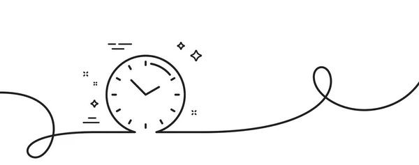 タイム管理ラインアイコン カール付きの連続1行 時計の表示 シンボルを見て タイムシングルアウトラインリボン ループカーブパターン ベクトル — ストックベクタ