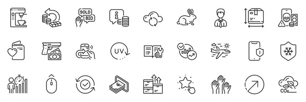 Icons Pack Cloud Sync Protection Bid Offer Line Icons App — Stock Vector
