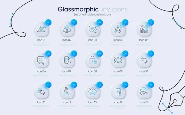 Sada Gest Touchscreen Biometrické Oko Clipboard Line Ikony Pro Webové — Stockový vektor