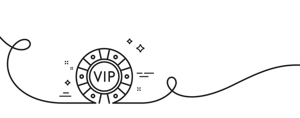 Vip Poker Chip Line Icon Continuo Una Línea Con Rizo — Vector de stock