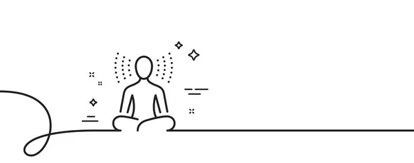 瑜伽线图标 连续一行与卷曲 冥想摆出手势 放松身心的象征 瑜伽单轮廓带 循环曲线模式 — 图库矢量图片