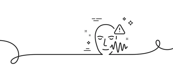 Sprachwellenzeilen Symbol Kontinuierlich Eine Linie Mit Locke Gesichtsscanner Unterzeichnen Sprachverifikationssymbol — Stockvektor