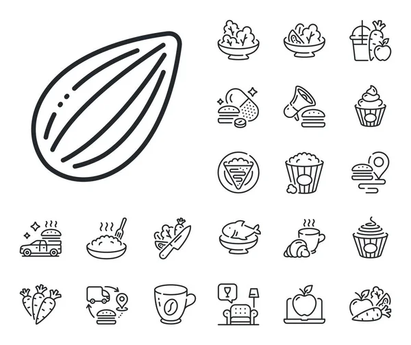 Tasty Nuts Sign Crepe Sweet Popcorn Salad Outline Icons Almond — Stock Vector