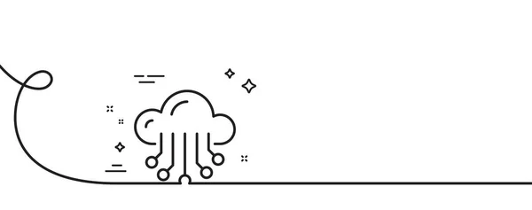 Icône Ligne Service Stockage Cloud Continu Une Ligne Avec Boucle — Image vectorielle