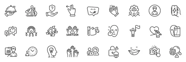 Icons Pack Als Fingerabdruck Person Und Führungslinie Symbole Für Die — Stockvektor